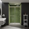 Comfystyle 44-48 in.W x70 in.H Semi-Frameless Sliding Shower Door,Sliding Shower Door with 1/4" (6mm) Clear SGCC Tempered Glass,Brushed Nickel Finish,Shower Doors can be Installed Left and Right