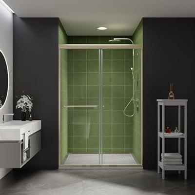 Comfystyle 44-48 in.W x70 in.H Semi-Frameless Sliding Shower Door,Sliding Shower Door with 1/4" (6mm) Clear SGCC Tempered Glass,Brushed Nickel Finish,Shower Doors can be Installed Left and Right