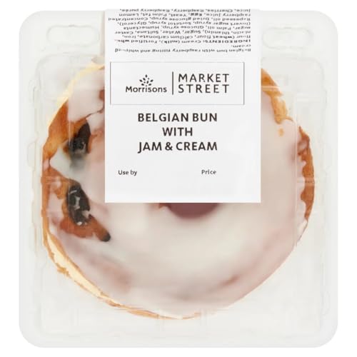 Morrisons Cake Shop Belgian Bun with Jam & Cream