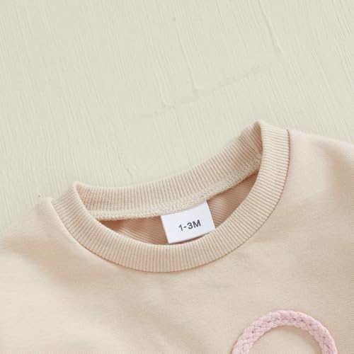 Newborn Baby Girl Fall Outfit Bow Oversized Sweatshirt Bubble Romper Long Sleeve Sweater Bodysuit One-Piece Jumpsuit4