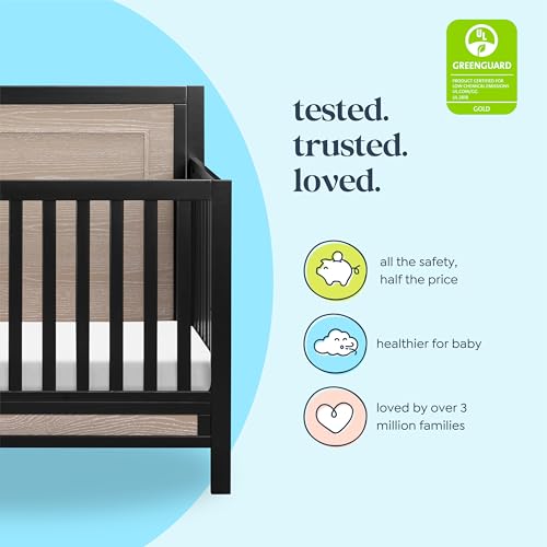 Image of Carter's by Davinci Radley 4-in-1 Convertible Crib in Ebony & Coastwood, Greenguard Gold Certified