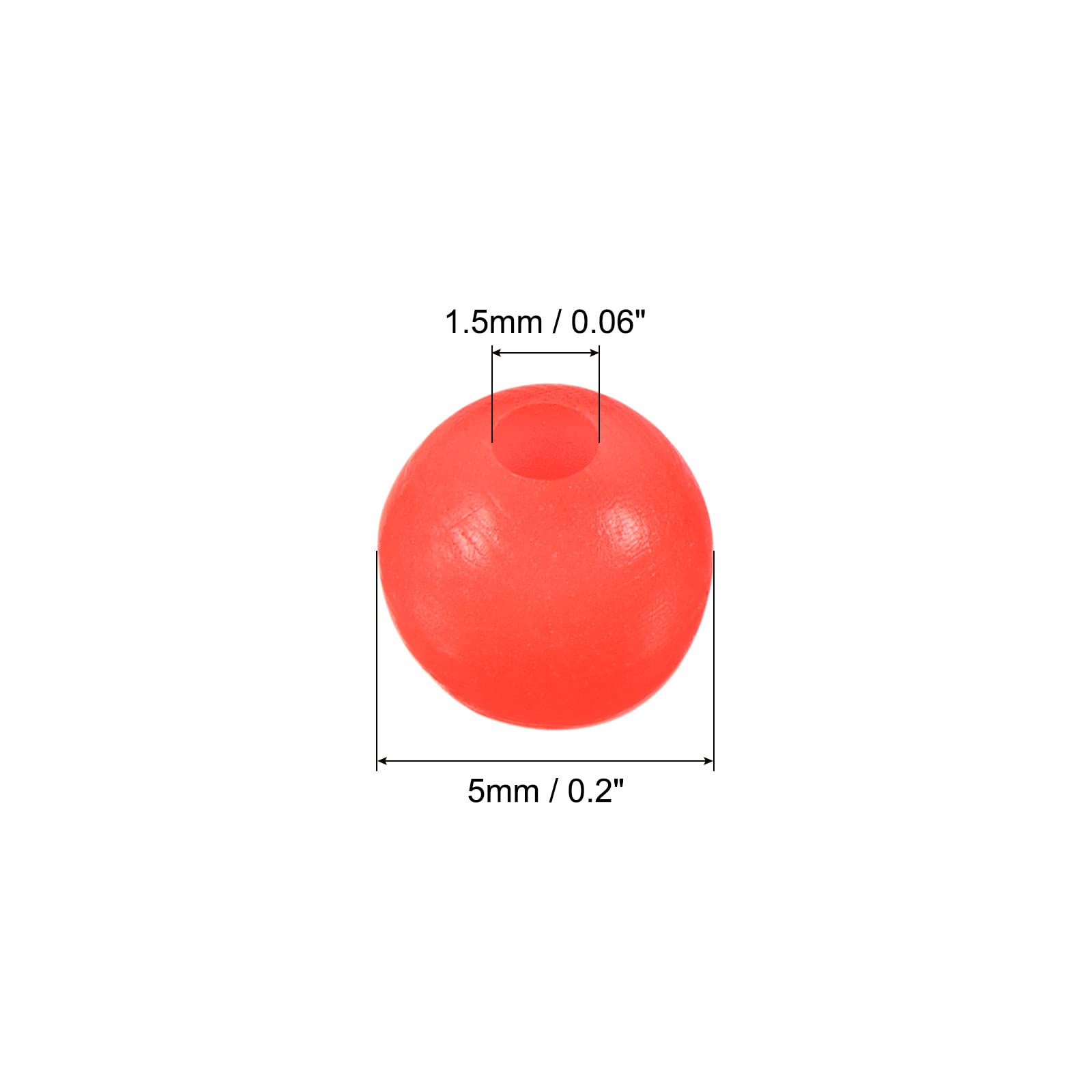 PATIKIL 5mm Luminoso Pesca Perline, 200 Pezzi Plastica Bagliore Pesca Esca Uova Attrezzatura Perlina Attacco Strumento Rotondo, Rosso