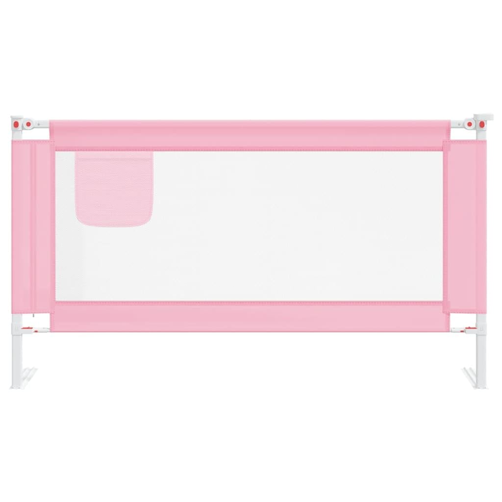 Kleinkind-Bettschutzgitter Rosa 150x25 cm Stoff mit Höhenverstellung, klappbarer Rausfallschutz für Kinderbett, atmungsaktives Schutzgitter, sichere Barriere für Elternbett und Boxspringbett