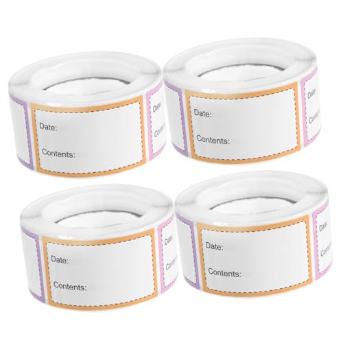 FUNNETOYU 4ロール 食品保存ラベル 巻 剥がせる接着式 冷凍対応 食品容器用 日付記入可能 ガラス瓶対応 整理収納 キッチン オフィス向け
