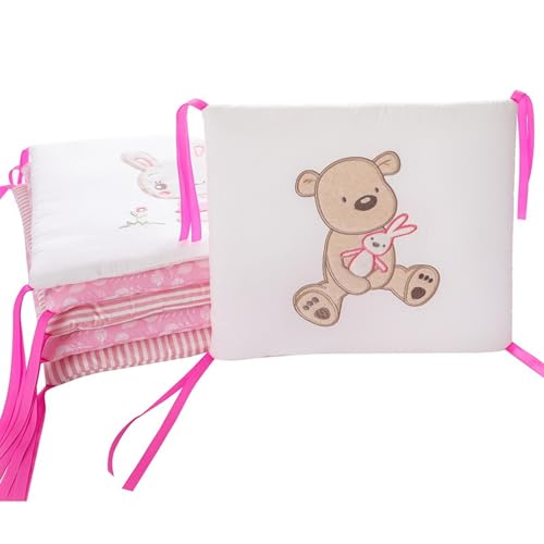 6 uds bebé borde dibujos animados borde protección cama de bebé con lazos lindo oso y conejo parachoques