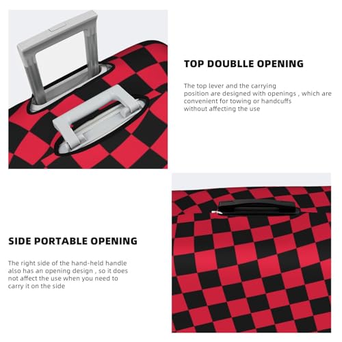 Red Checkered Squares Travel Luggage Cover Elastic Suitcase Protector Washable Baggage Covers For Trunk Case Fits 22-24 Inch Luggage4