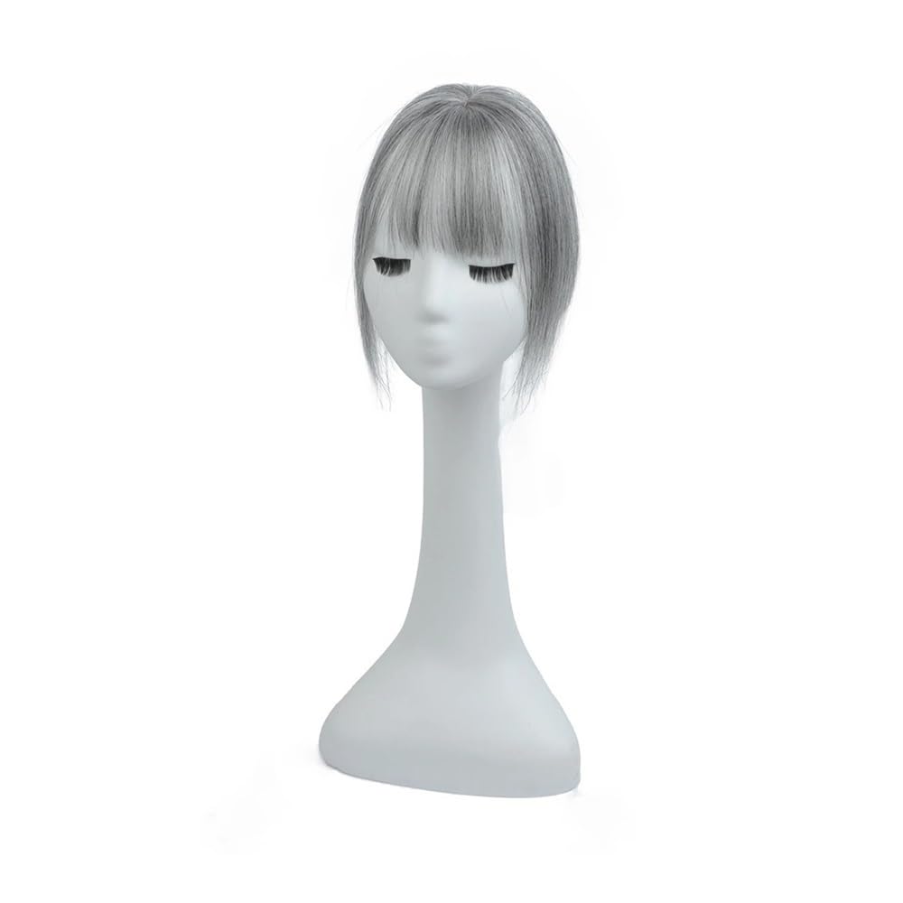 Körperpflege-Topper für Frauen, Echthaar, 360°-3D-Abdeckung, dünne Pony-Haarteile für Haarverlängerungen für Frauen,Grey_5cm×9cm-30CM