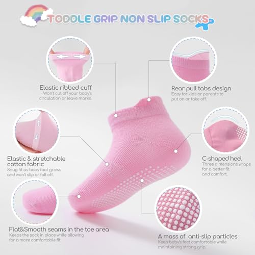 image for Aroveea Baby Toddler Socks Grip Non Slip Boys Girls Cotton 12 Pack for