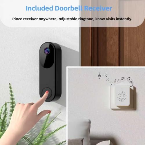 Image of Zorzel 1080P Video Doorbell Camer, Wireless Doorbell Camera Outdoor, No Monthly Fee, Indoor Chime, 2.4G WiFi, IP65 Waterproof, Night Vision, Ai Human Detection