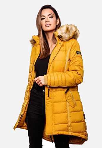 Navahoo Damen Wintermantel Papaya Gelb Gr. S