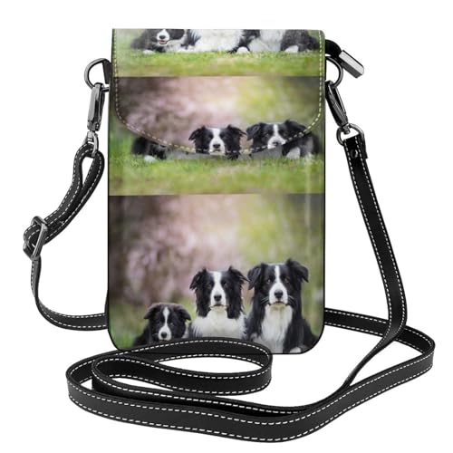 Sacoche téléphone Border Collie en cuir PU avec finitions soignées