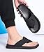 Abborora Men's Fashion Flip Flops Leather Slides Open Toe Comfort Outdoor Slippers Summer Fisherman Slip On Sandals for Men (Black,6.5)
