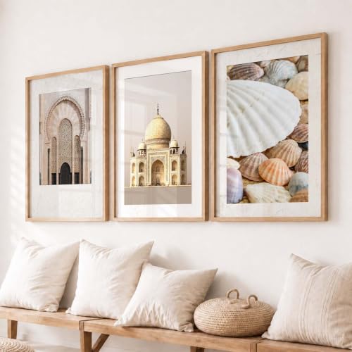 Image of HOTHOUSE Decorative Modern Wall Art Print With Frame Abstract Paintings For Living Room Bed Room Hotel Wall Decor Digital Reprint Set of 3 (19X25 inch)