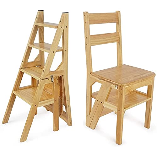 Escabeau pliant bois 4 marches multifonction et tabouret de maison
