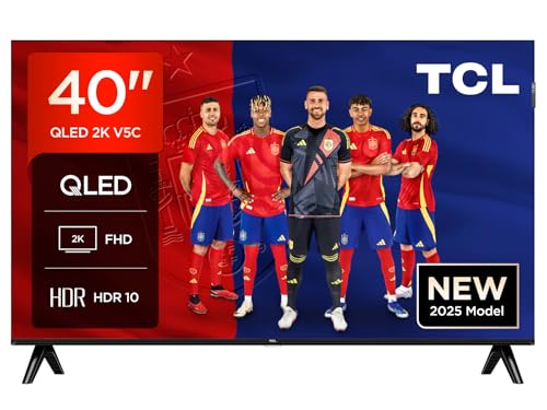 TCL 40V5C - Smart QLED Full HD de 40' Direct LED TV con Android TV y HDR - Compatible con Google Cast y Google Home, diseño Delgado [Clase de eficiencia energética F]