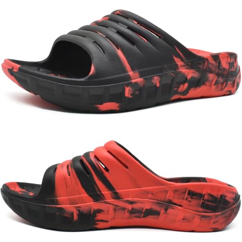 Image of KuaiLu Mens Recovery Sandals Orthotic Arch Support Open Toe Sport Slides Thick Cushion Orthopedic Plantar Fasciitis Slip On Wide Width Summer Pool Beach Waterproof