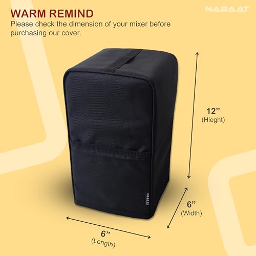 Image of NABAAT Mixer Grinders Waterproof Dust Cover for Cookwell /Wonderchef /Nutri pro /Nutri bullet Juicer Mixer Blender Kitchen Table Top Standard Size, Black (6 inchX 6 inchX 12 inch)