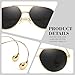 SODQW Trendy Aviator Sunglasses for Women with Earring Gold Metal Frame Fashion Sun Glasses