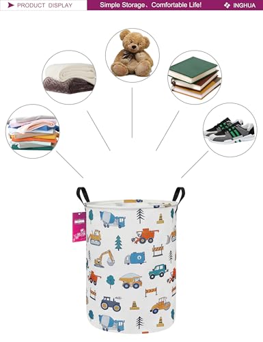 Image of Laundry Hamper Large Canvas Fabric Storage Basket Vehicles