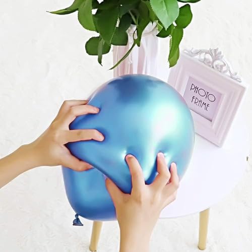 Image of 30 pcs Blue Gold Chrome and White Metallic Balloons for Birthday Decorations, Anniversary, Engagement, Wedding, Baby Shower, Welcome Baby Party Decorations (30 Pcs, Blue White Gold ch)
