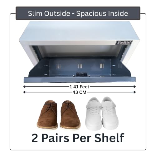 Image of Shoe Rack with Door 20 Inch | Slim | Wll Mounted | Fits Shoe Size 10 | Space Saving Storage Organizer for Modern Home Use (Grey, 4 Door)