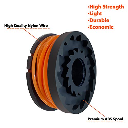 PAXCESS String Trimmer,Weed Eater,Edger Replacement Spool Line, 6 Pack Spool Line&2 Pack Spool Cap Cover Grass String Timmer,Durable&High Efficiency