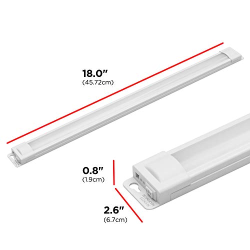 Image of UltraPro 18 Inch Plug in Under Cabinet Light with Soft White 2700K Light | 575 Lumens, Soft White 2700K, Dimmable Under Cabinet Lighting for Kitchen, ETL Listed