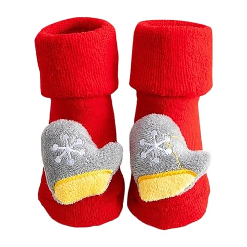 Generisch Gorro de Navidad bebé calcetines de Navidad invierno engrosados niños Año Nuevo calcetines rojos bebés de tiempo completo tubo medio calcetines de algodón engrosados, E, S