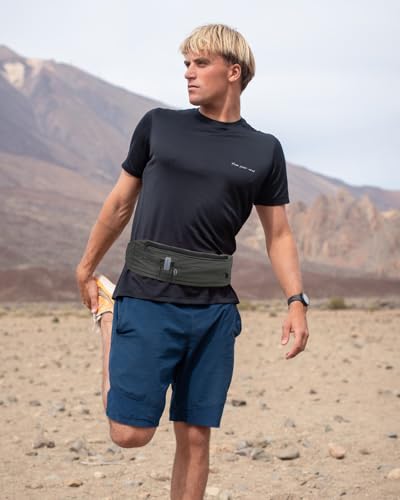 Image of WATERFLY Running Belt Fanny Pack: Runner Marathon Jogging Waist Pack Sport Workout Exercise Fitness Phone Holder Belt for Men Women Jogger Slim Waistband Black