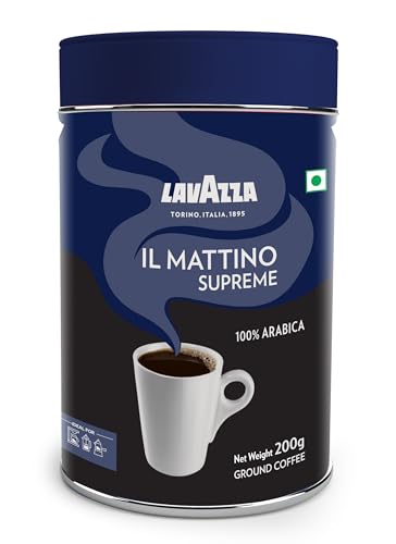 Image of Lavazza Il Mattino Supreme |Pure Ground Coffee | Premium Arabica | Medium Roast | Notes Of Nuts & Dried Fruits | Intensity 5 | 200G Bottle
