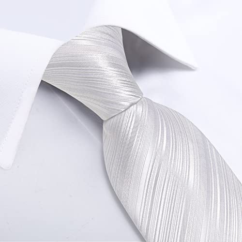 Image of DiBanGu Extra Long Tie for Men 63 inch XL Silk Necktie Set | Pocket Square and Cufflinks, Big and Tall, Jacquard Woven, Gift Box, Paisley /Plaid /Solid /Striped, for Weddinng Party Business