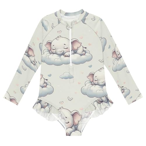Image of Girls One Piece Swimsuits Long Sleeve Swimsuit Zipper Bathing Suits Swimwear