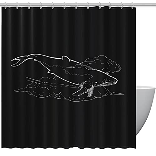 Rideau de douche baleine noir superbe finition 183 cm pour douche enfant - 2