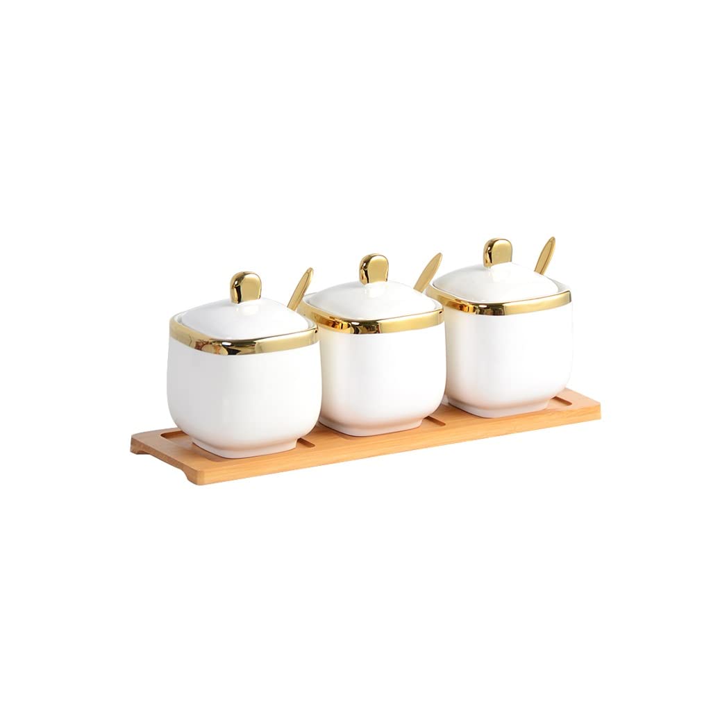 SSDD Einfache keramische Haushalts-Gewürz-Box-Gewürz-Jar-Salzschüttler-Gewürz-Flaschen-Küchenbedarf-Speicher (Size : Three)