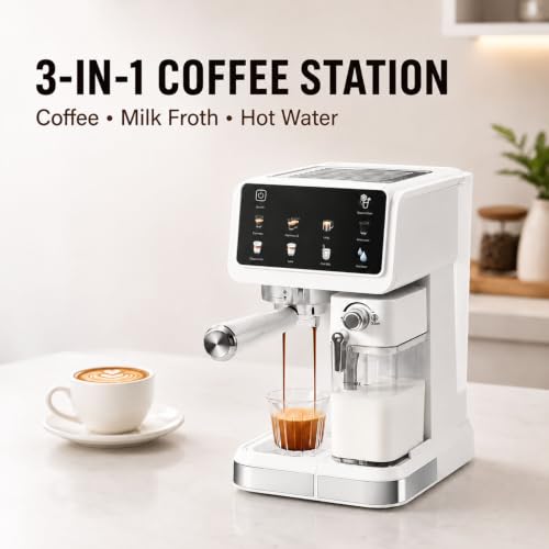 Cafetera automática de espresso para principiantes con depósito de leche integrado y vapor 3
