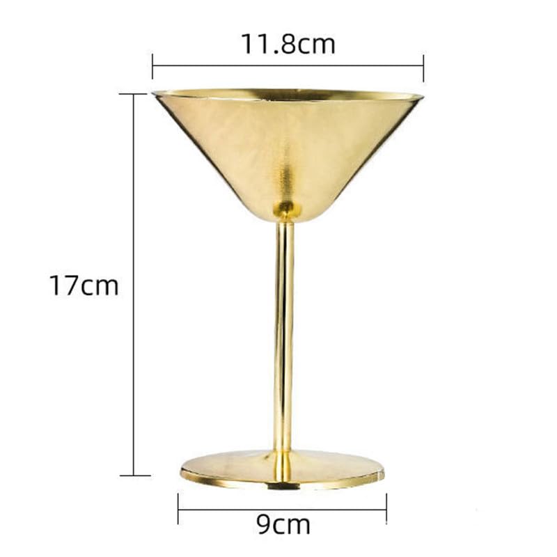 soulnioi 1PCS Martini Cocktail Glasses,V Shaped Stainless Steel Gold Martini Cocktail Glasses for Serving Cocktails,180ML Gift Set for Valentines Wedding Anniversary - Image 2