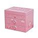 Produktbild Spieluhr Jewelkeeper Mädchen Spieluhr mit 2 ausziehbaren Schubladen und drehendem Schloss Musik-Schmuck-Aufbewahrungsbox Geschenke für kleine Mädchen Geschenk-Box