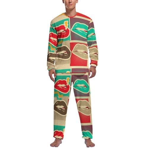Pijama homme haut et bas de pyjama manche longue pantalon vêtements de nuit