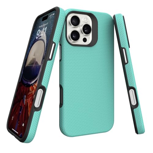 Image of NOXO Ultra-Hybrid Triangle Back Case Cover for iPhone 16 Pro Max, | Shockproof Design | Camera Protection | Soft TPU & Rugged PC | Bumper Case Cover for iPhone 16 Pro Max, (Mint Grean)