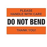 2 X 3 Orange Do Not Bend Handle with Care Thank You Stickers Color - Orange (50 Stickers)