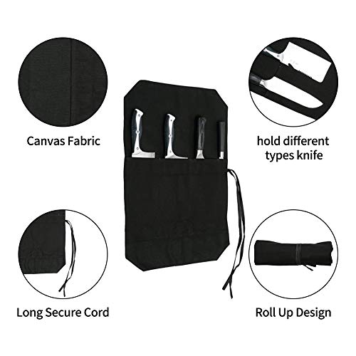 Hersent Knife Roll, Chef's Knife Roll Bag, Portable Knife Bag, Travel Chef Knife Case Carrier Storage Bag With 4 Slots, Knife Pouch For Chef Or Culinary Enthusiasts Men Women,Butcher Knife Roll Bag #TOP2