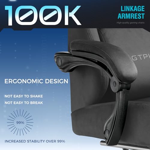 Sedia da gioco in tessuto con cuscino a molle insacchettate, sedie da gioco grandi e alte 158,8 kg, sedia da computer con schienale alto con poggiapiedi, per adulti, supporto lombare, sedia - Sedia gaming - Immagine 5