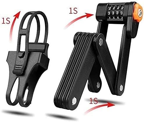 Candado con código para Bicicleta, candado Plegable portátil para Bicicleta de montaña, candado para tranvía, candado antirrobo con bisagras, candado Plegable para Bicicleta (Negro, 85 cm)