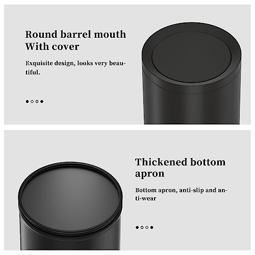 Caneca de basura negra para baño 2.4 gal con tapa y doble cubeta miniatura 4