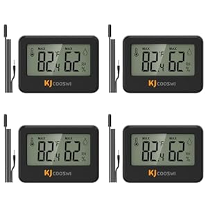 4PCS Mini Digital Hygrometer and Thermometer Reptile Thermometer with Extend Probe (Only Temperature) Indoor Temp and Humidity Meter with Magnet