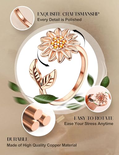 image for FIBO STEEL 9 Pcs Fidget Anxiety Rings for Women Men Spinner Rings for 