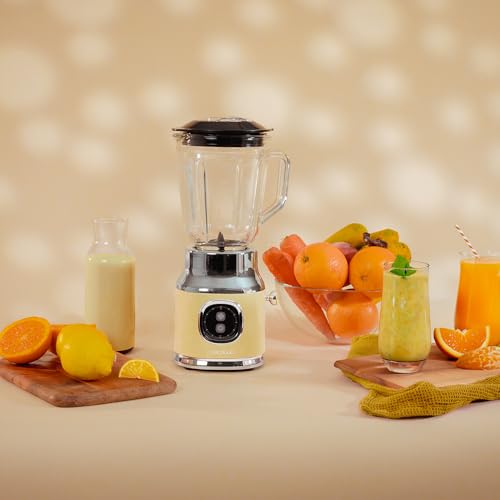 Cecotec Frullatore da Tavolo Retro RetroTwist Yellow. 800W di Potenza, Funzione Pulse, Lama a 4 Lame con Rivestimento in Titanio Nero e Brocca da 1L, Design Vintage Giallo - immagine 4