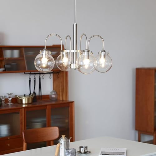 lamp Montaggio a filo a filo a filo a 4 luci Light Mid Century Modern spazzota lampada appesa a sospensione Base lampadario in vetro Lampada a sospensione regolabile per cucina sopra la tavola Lampade