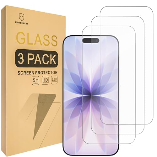 Mr.Shield Screen Protector compatible with iPhone 17 / iPhone 17 Pro [6.3 Inch] [Tempered Glass] [3-PACK] [Japan Glass with 9H Hardness]