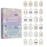 Pendientes Journeey 2025 – Juego de joyas festivas de acrílico 2D de 24 días | Accesorio de reunión de para adultos, mujeres, familia, niños y hombres | Decoración alegre de cuenta regresiva de